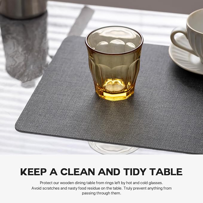 Faux Leather Placemats Set of 8 Vinyl Washable Wipeable Table Mats - Image 5