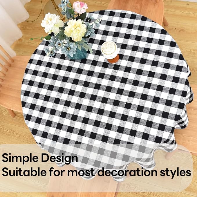 Gingham Round Tablecloth Table Cloth Heavy Duty Cotton Checkered Table Cloth - Image 6