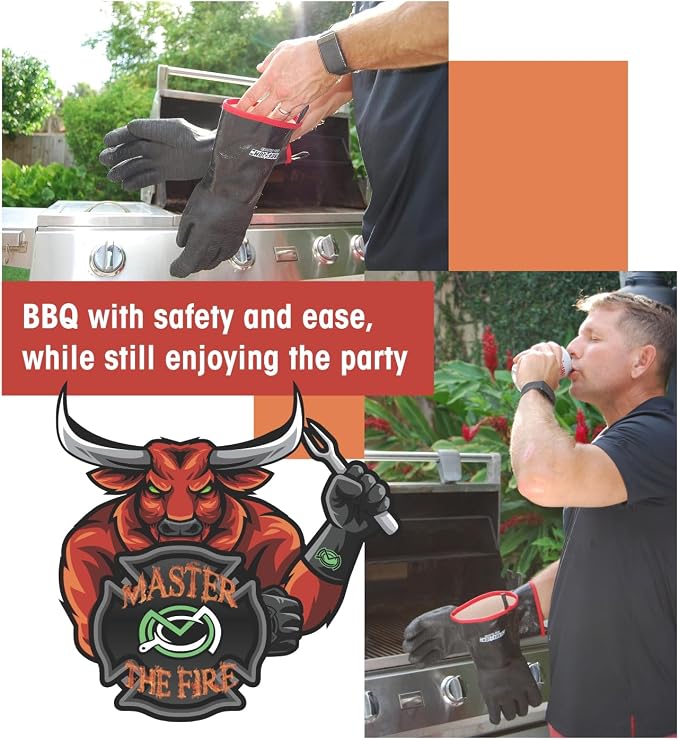 MagneCHEF Freedom BBQ Gloves 932°F Heat Rated Magnetic EZ On Off Safety Clips - Image 4