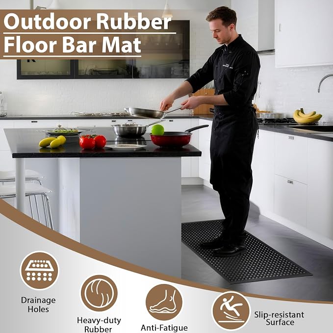 Restaurant Anti Fatigue Mat, Outdoor Rubber Floor Bar Mat - Image 3
