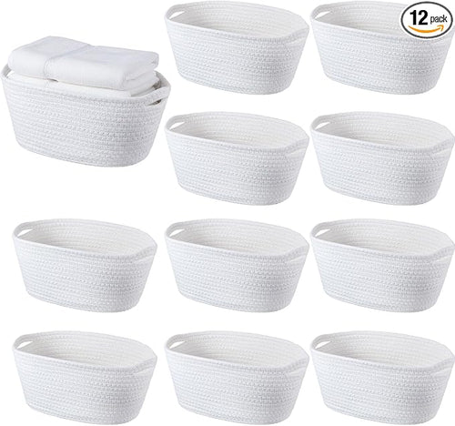 12 Pack Easter Woven Baskets for Gifts Empty Large Cotton Rope Square Storage by Unknown