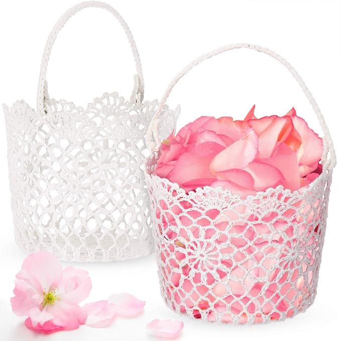 WILLBOND 8 Pcs White Flower Girl Basket - Image 7