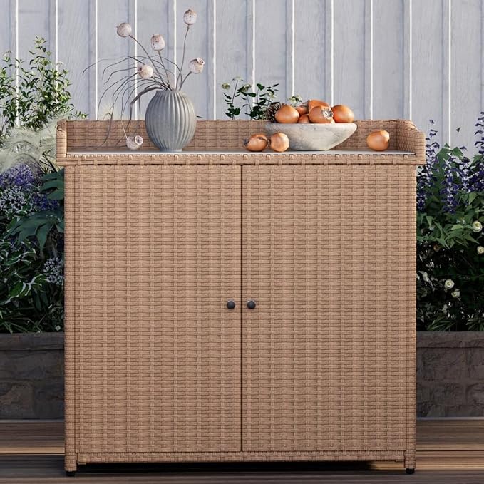 AECOJOY Outdoor Storage Cabinet & Potting Bench Table - Image 7
