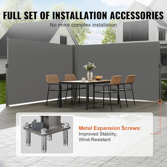 VEVOR Retractable Side Awning, UV 50 71''x 236'' Full Aluminum Rust-Proof Patio - Image 4