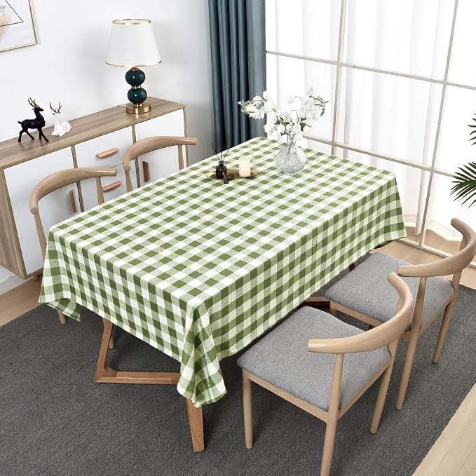 Gingham Tablecloth Rectangle Table Cloth Heavy Duty Cotton Checkered Table Cover - Image 8