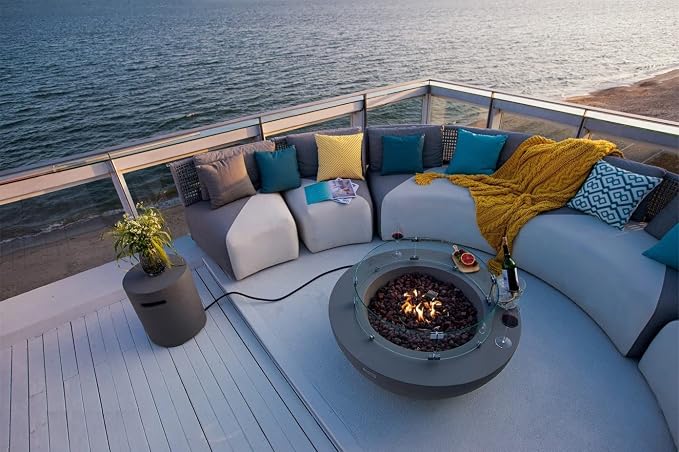 Elementi | Lunar Gas Fire Pit Cast Concrete 42" Round Fire Table, Outdoor Fire - Image 3