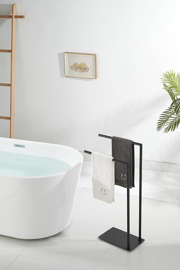 Stand Towel Rack for Bathroom Free Standing Double Towel Holders on Floor Bath - Image 7