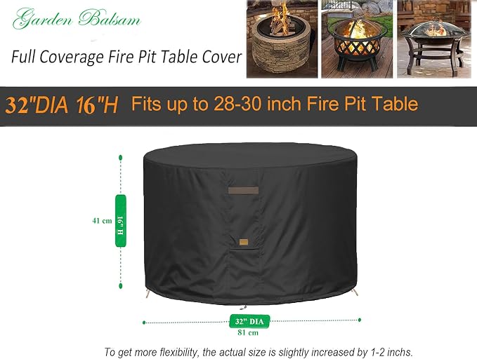Fire Pit Cover 600D Heavy Duty Waterproof Fabric - Image 2