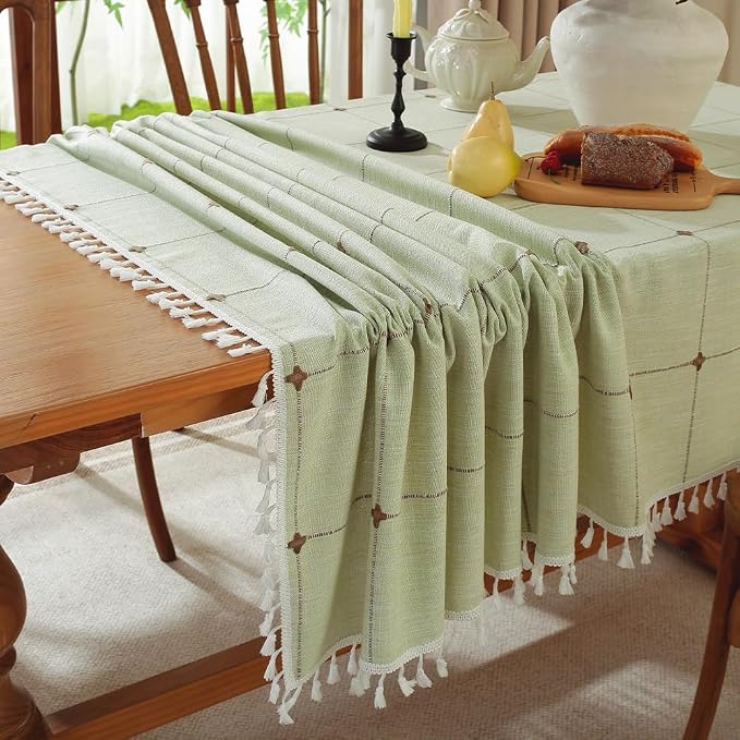 Pahajim Rustic Linen Tablecloth Cotton Rectangle Table Cloth - Image 4