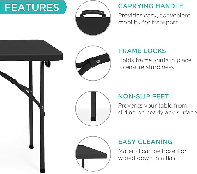 Best Choice Products 4ft Plastic Folding Table, Indoor Outdoor Heavy Duty - Image 6