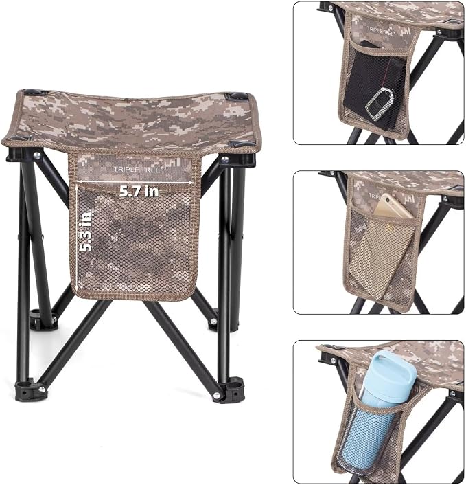 Triple Tree 1 Pack Folding Camping Stool, 13.8 Inch Small Portable Lightweight - Image 4