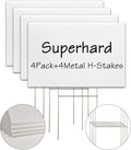 Blank Yard Lawn Signs, 4 Pack 18 x 12 Inches White Plastic by LARREEDE
