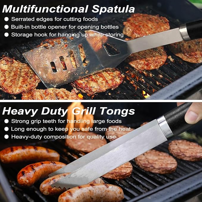 POLIGO 22PCS Heavy Duty BBQ Grill Accessories Set, Non-Slip Grill Tools - Image 4