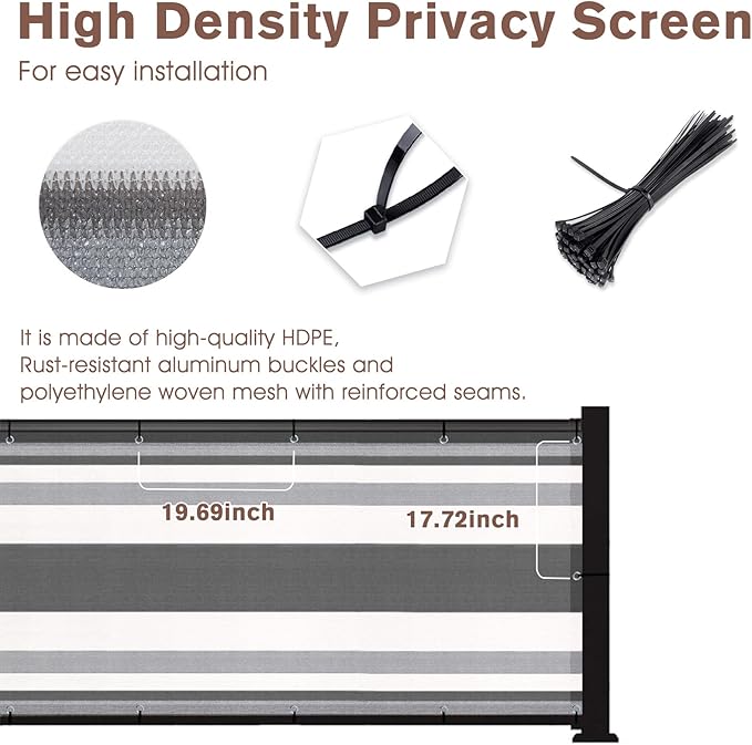 SUNNY GUARD 3'x16' Balcony Deck Privacy Screen Fence, Apartments Railing Screen - Image 4