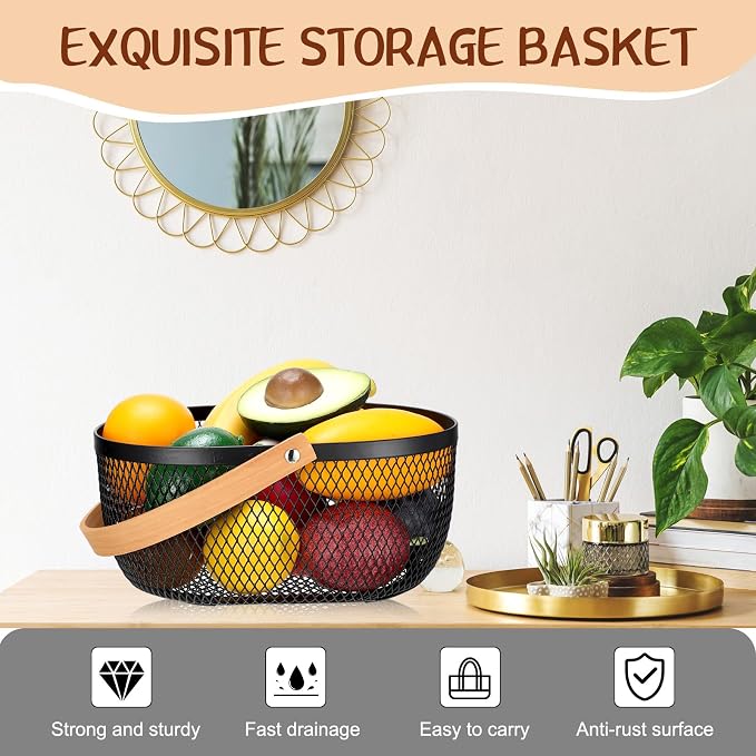 Maxcheck 4 Pcs Oval Metal Wire Storage Basket - Image 3