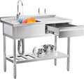 304 Stainless Steel Utility Sink – Free Standing Single Bowl by Unknown