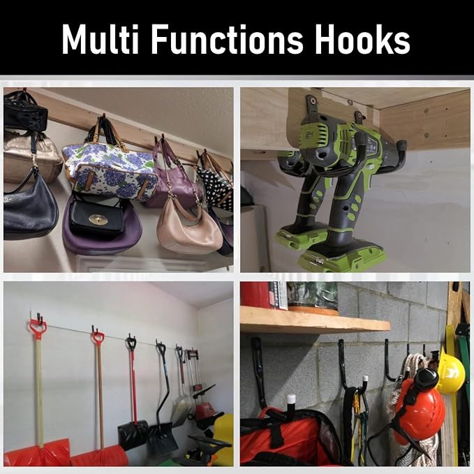 Garage Hooks, 6 Pack Heavy Duty Storage Hooks, 4.1Inch Garden Tool Utility Hooks - Image 4