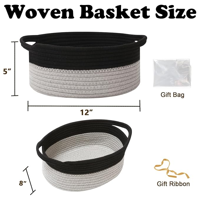 Gift Basket with Gift Bag and Ribbons, Small Rope Woven Shelf Storage, Baskets - Image 2