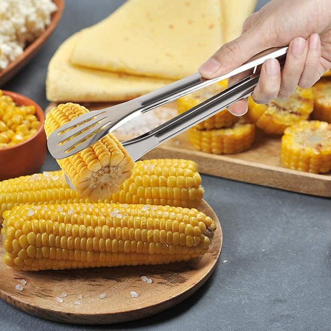 Tongs, 12-Inch Stainless Steel Serving Tongs, 6-Piece Set