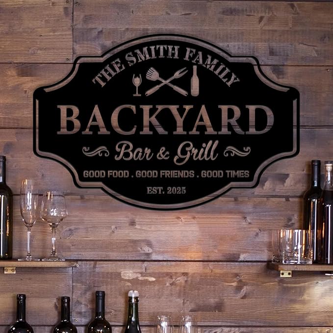 Custom Backyard Bar & Grill LED Sign – Personalized BBQ Sign, 16-Color LED - Image 3