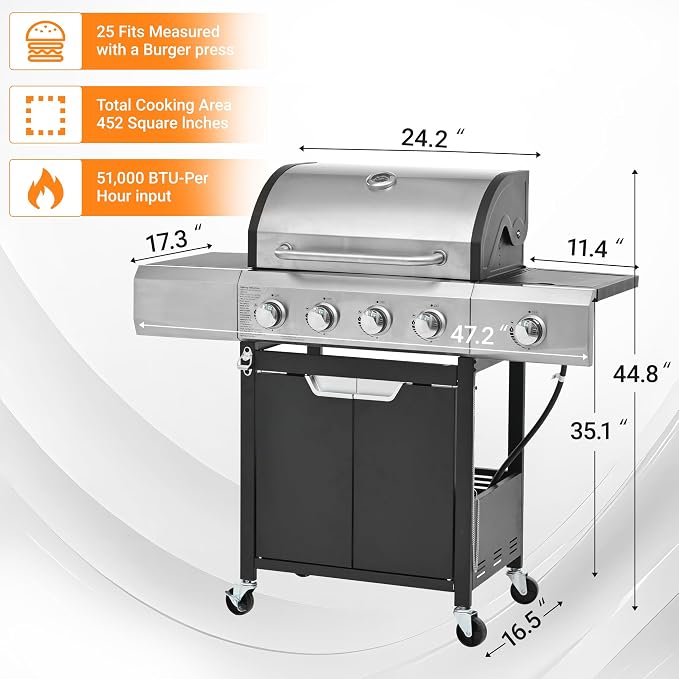Zateety 4 Burner Propane Grill - Image 5