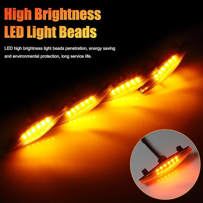 4 PCS Grill Led Lights, Amber Raptoor Grille Lights Plug Play Car Accessories - Image 2