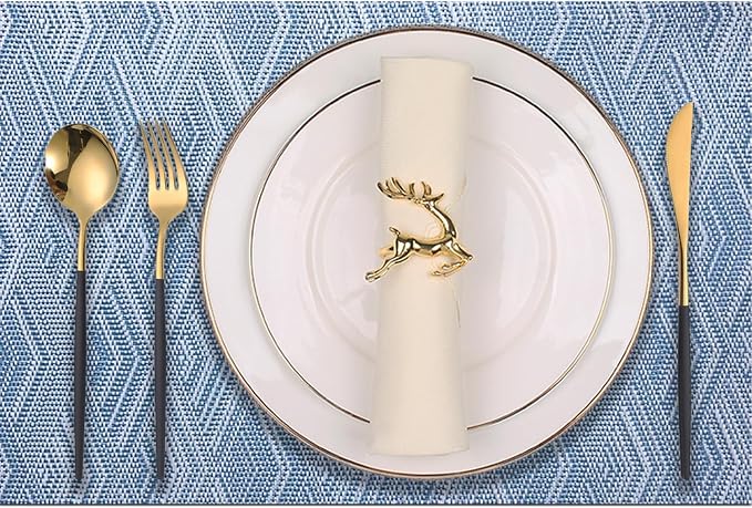 Druable Placemats Set of 8, Plastic Heat-Resistant Non-Slip Vinyl Place Mats by PandaPalm