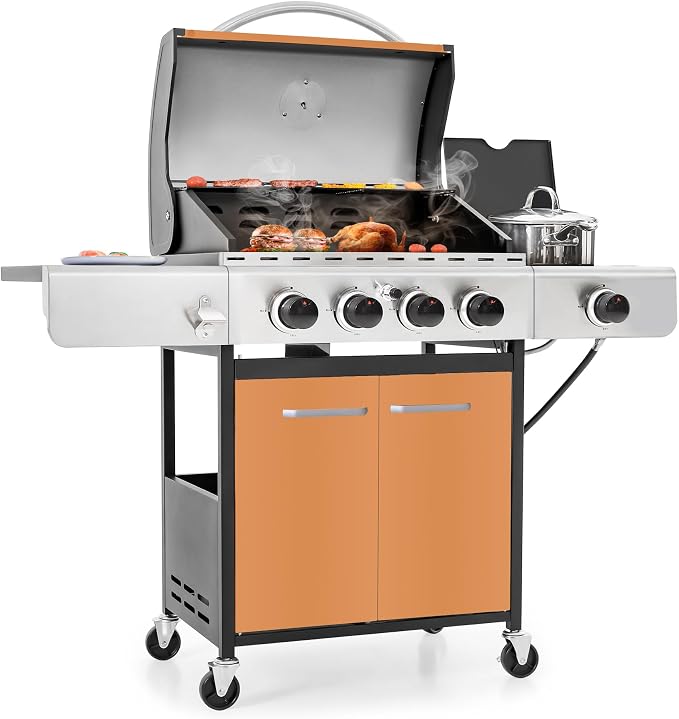 MFSTUDIO 4-Burner Propane Gas Grill, Stainless Steel BBQ Grill by MFSTUDIO