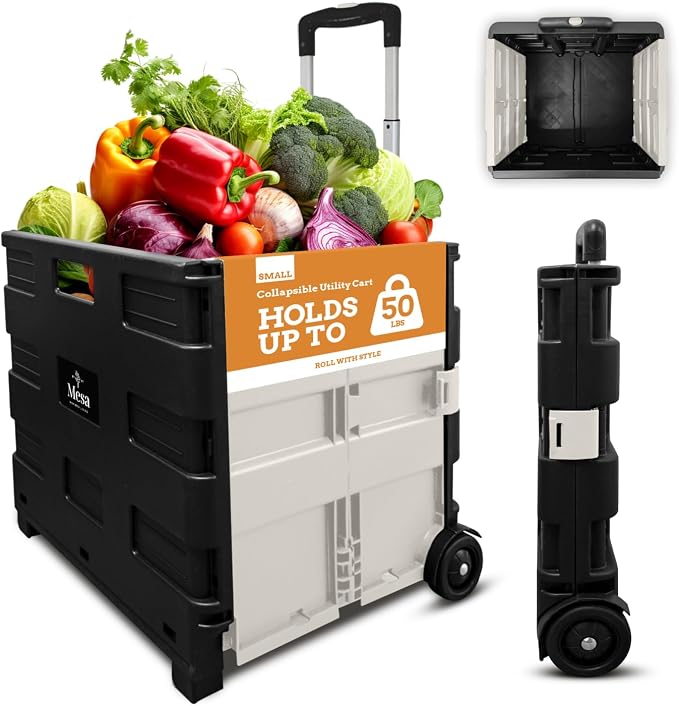 Inspired Living Ultra-Slim Rolling Collapsible Storage Pack-N-Roll Utility-carts by Inspired+Living