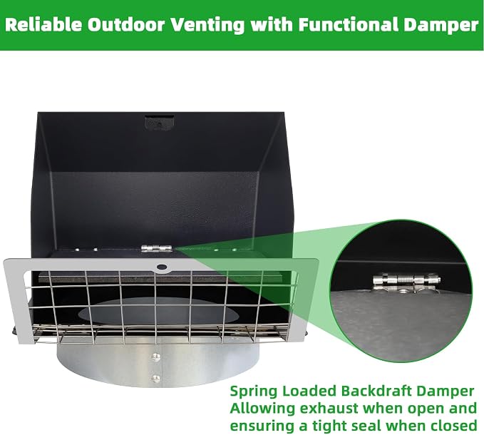 Dryer Vent Cover Outside 6" Vent Cover Exterior Wall Vent Hood Outlet, Wall - Image 4