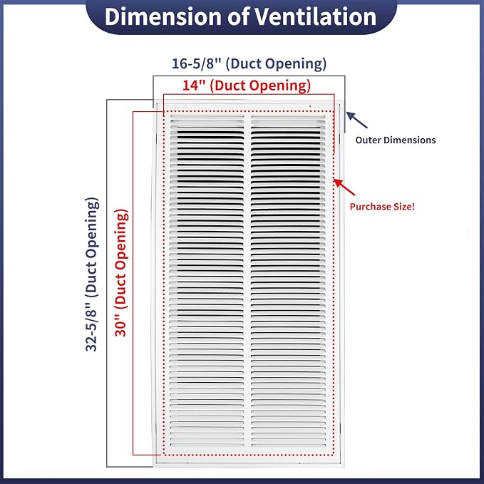 14"W x 30"H Steel Return Air Filter Grille - Image 2