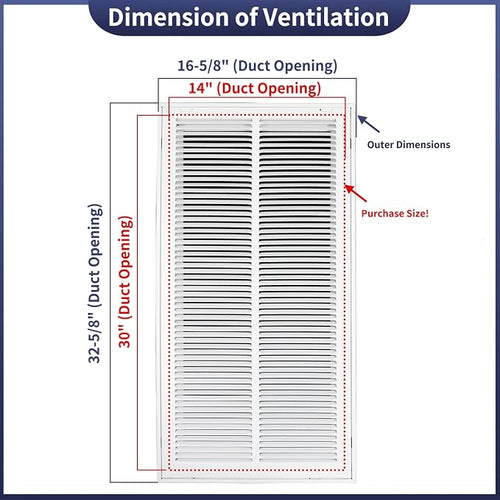 14"W x 30"H Steel Return Air Filter Grille - Image 2