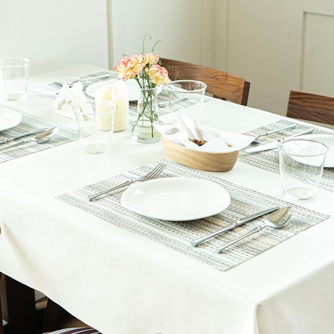 Placemats Set of 6 Vinyl/Plastic Woven Place Mats - Image 6