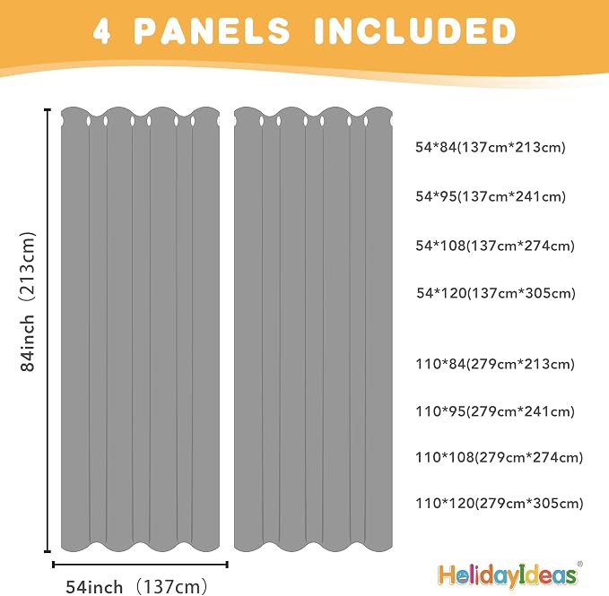 HolidayIdeas Outdoor Curtains for Patio Waterproof-4 Panels 54"x84"-Windproof - Image 8