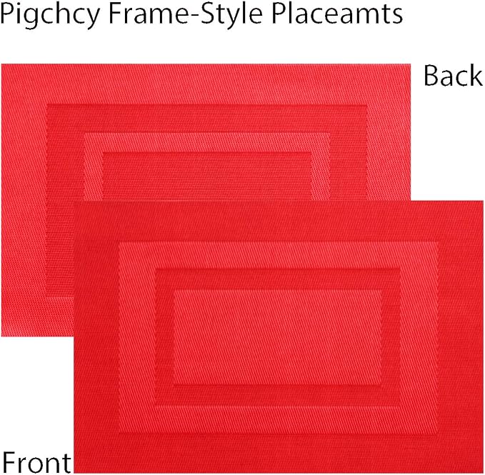 PIGCHCY Placemats, Washable Vinyl Woven Table Mats, Elegant Durable Placemats - Image 3