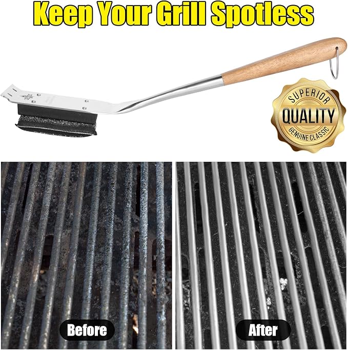 Grill Brush Bristle Free, Unique Steel Fibers Pad Perfect - Image 7