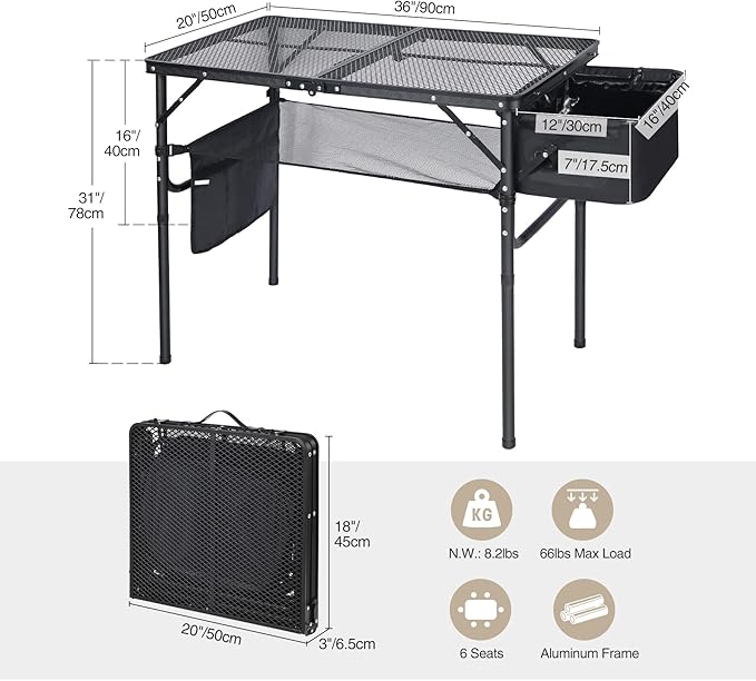 REDCAMP Folding Portable Grill Table - Image 3