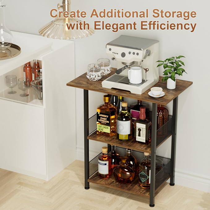 Bar Cart, 3-Tier Bar Cabinets Mini Bar Serving Cart Drink Cart Wine Table - Image 4