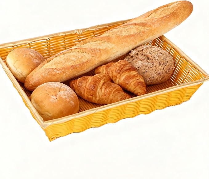 6 Pack Woven Bread Baskets, Stackable Imitation Rattan Wicker Fruit Baskets - Image 4