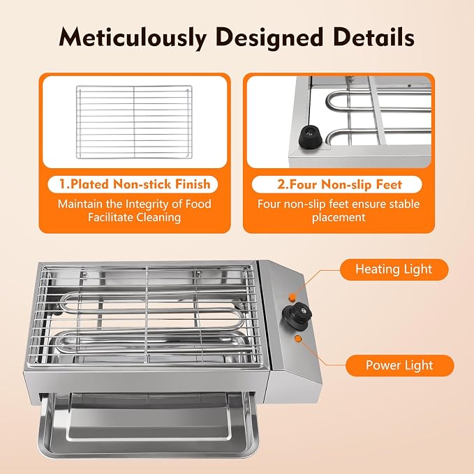 1800W Electric Griddle Flat Top Grill Hot Plate BBQ, Commercial and Home use - Image 7