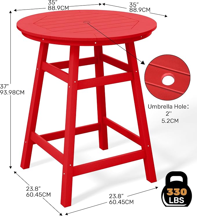 Costaelm Patio Bistro Table, Outdoor Bistro Dining Pub Table - Image 3