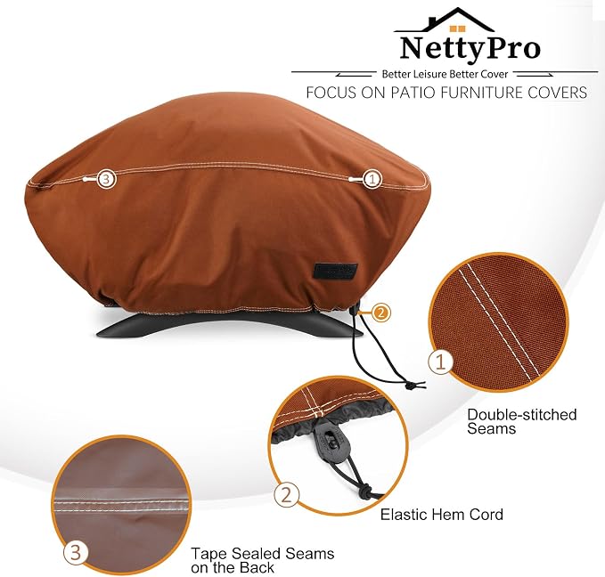 NettyPro Grill Cover for Small Q Series Grills, Waterproof Heavy Duty Portable - Image 4