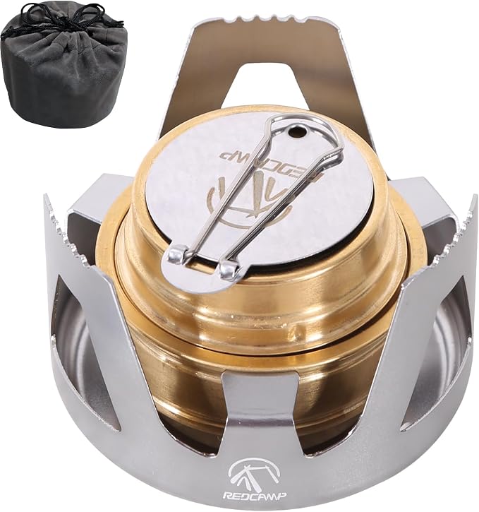 REDCAMP Mini Alcohol Stove for Backpacking, Lightweight Brass Spirit Burner by REDCAMP