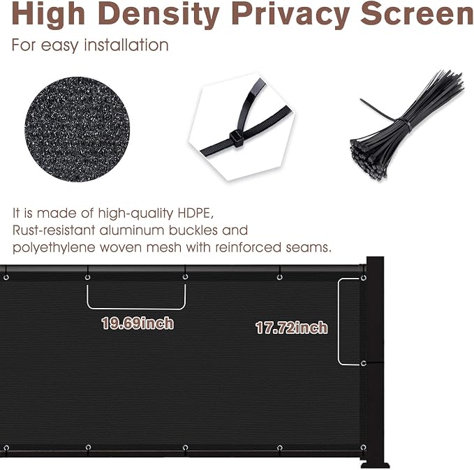 Sunny Guard Customized 2'6''x14' Black Balcony Privacy Screen, 90% Shade - Image 4