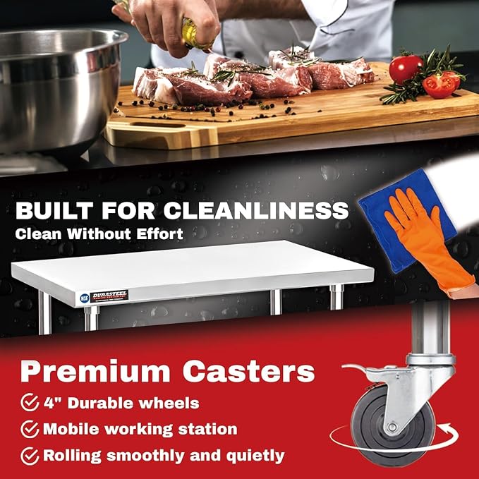 DuraSteel 30x60 NSF Stainless Steel Cart Work Table - Image 5