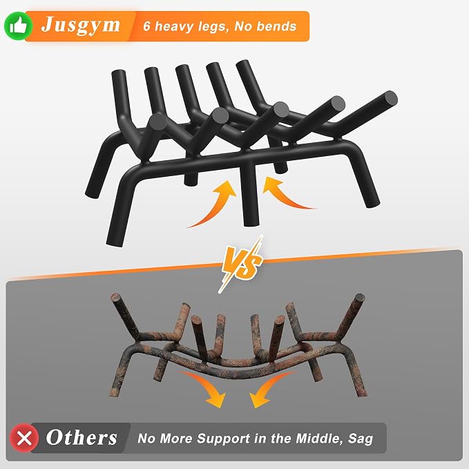 Fireplace Grate 17 Inch with 6 Support Legs, Round Solid Steel Heavy Duty - Image 4