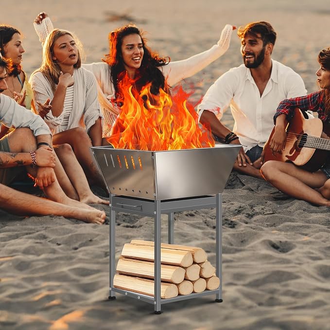 Stainless Steel Inch Square Wood Fire Pit - Image 6