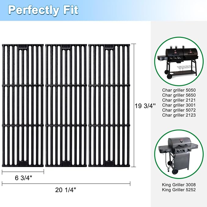 Adviace Grill Parts for Char Griller 5050, King Griller 3008, Cast Iron Grill - Image 2
