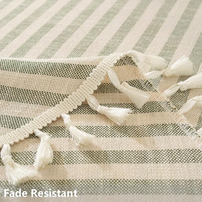 TruDelve Round Tablecloth 70 Inch Olive Green Striped Cloth Tablecloths Spring - Image 4