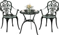 Patio Bistro Set of 2, Cast Aluminum, Outdoor Set w/Umbrella Hole, 3 Piece by Embraceartofoutdoorliving